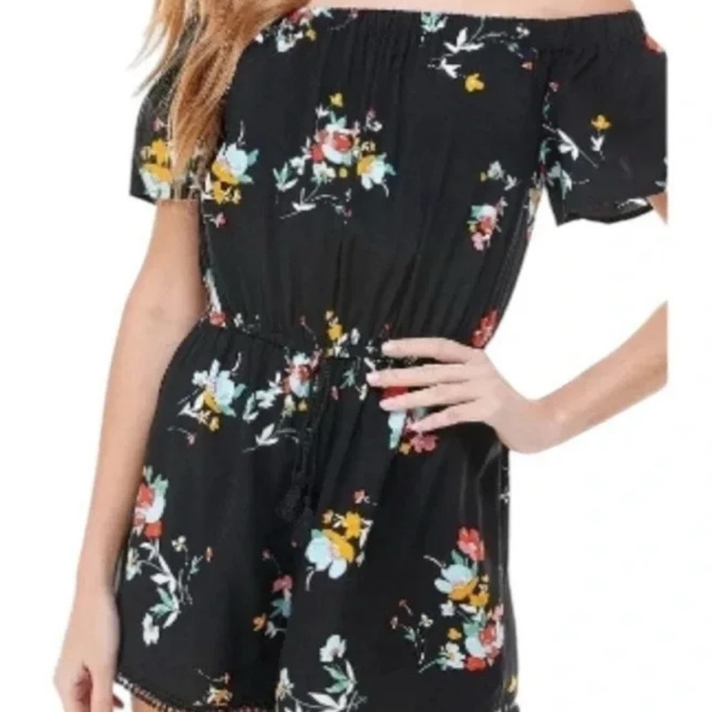 BeBop Black Floral Off-Shoulder Playsuit